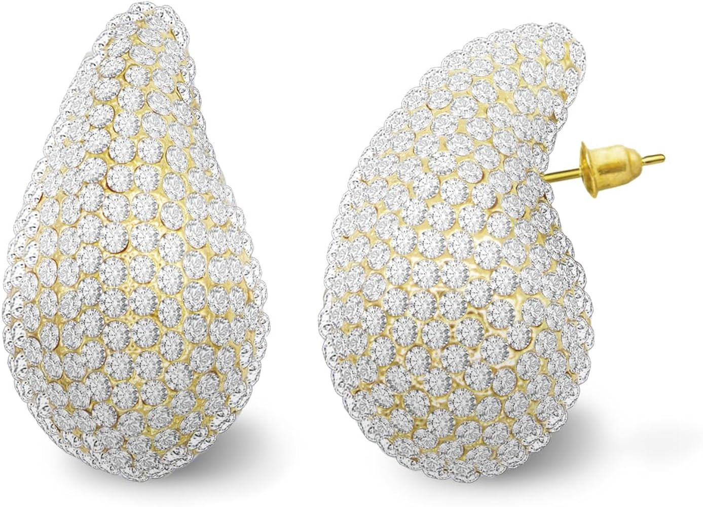 Gold Crystal Chunky Hoop Earrings for Women Sparkly Colours Rhinestone Waterdrop Teardrop Earring... | Amazon (US)