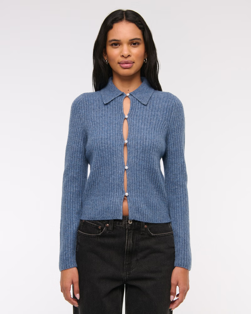 Pearl Button Collared Cardigan | Abercrombie & Fitch (US)