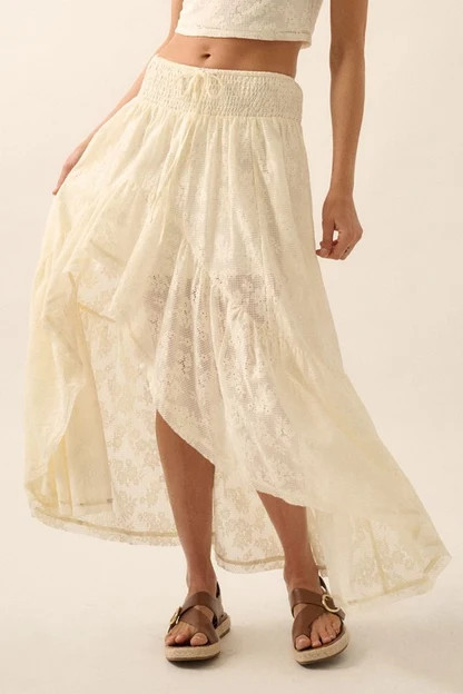 BEST SELLER!! "Gypsy" Lace High- Low Maxi Skirt | Glitzy Bella