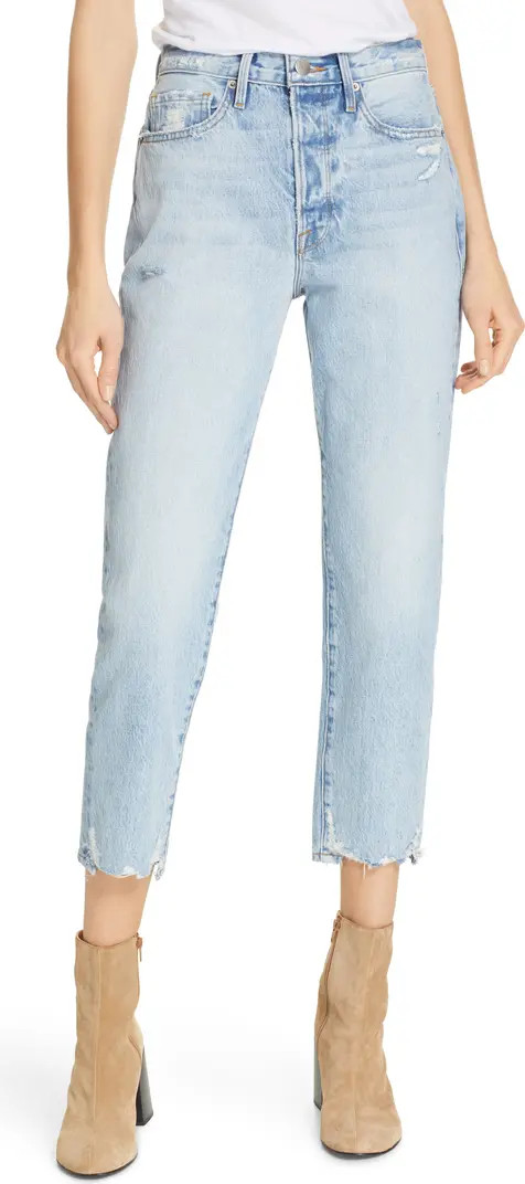 Le Original Ripped High Waist Crop Jeans | Nordstrom