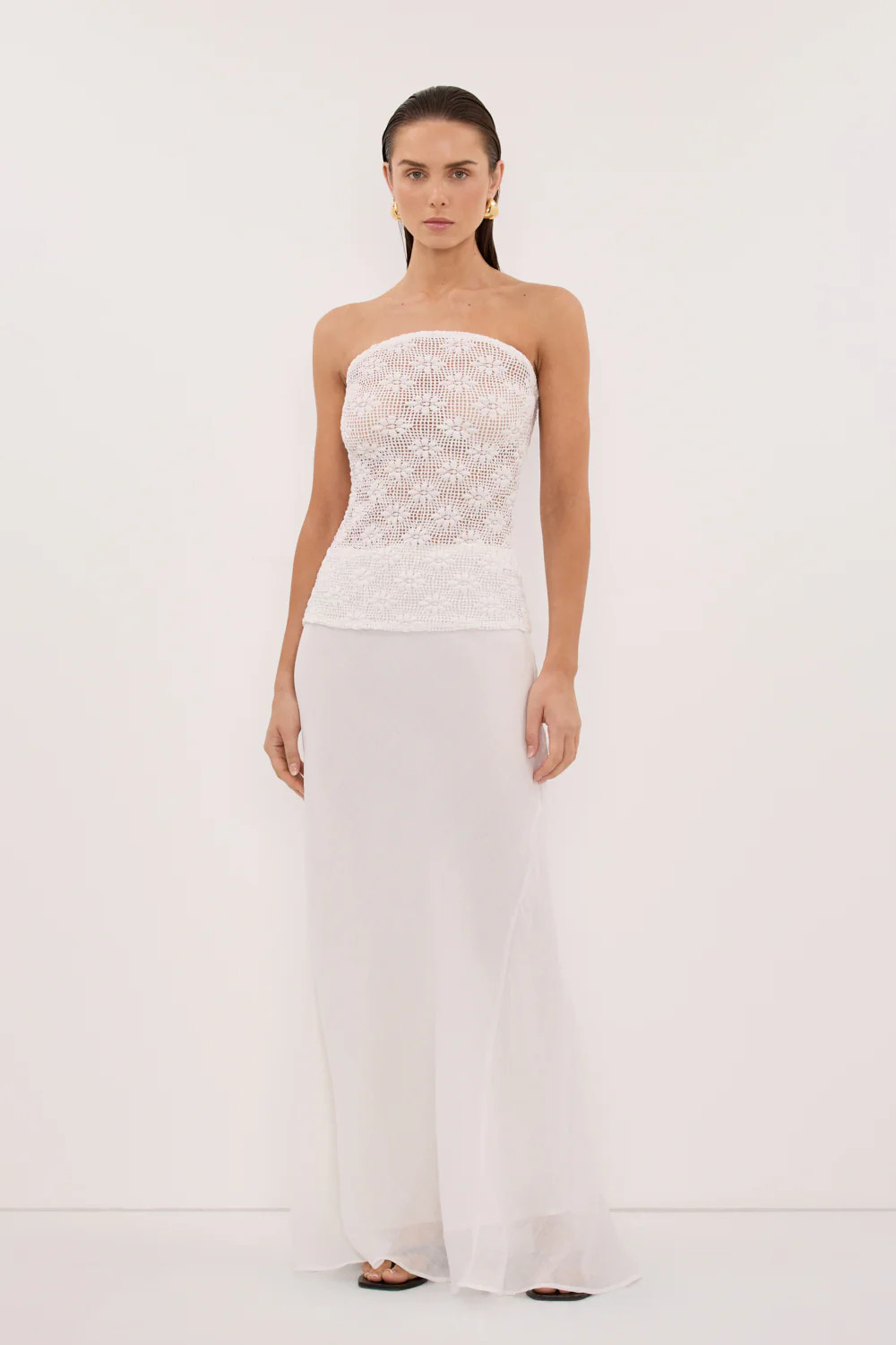 AGNES WHITE CROCHET BANDEAU TOP | DISSH