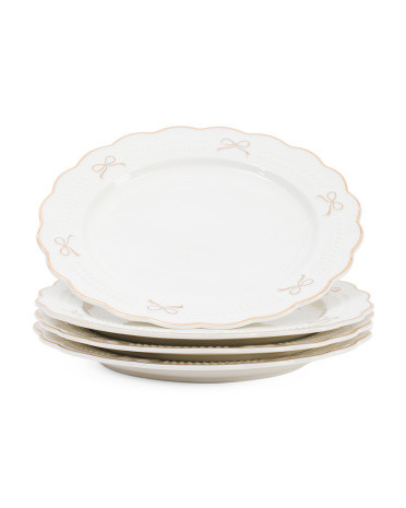 Set Of 4 Gold Bow Dinner Plates | TJ Maxx