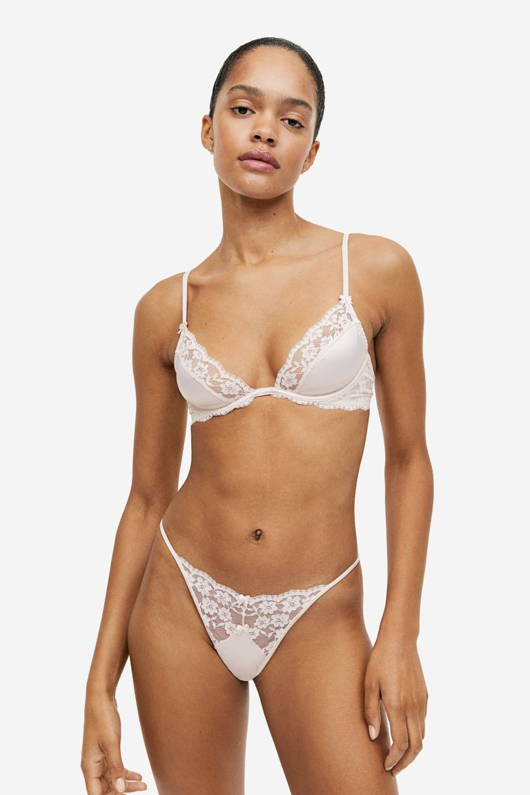 Unwattierter Bügel-BH aus Satin und Spitze | H&M (DE, AT, CH, NL, FI)