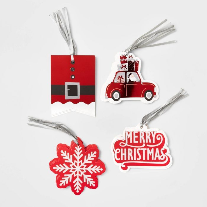 16ct Fancy Santa Suit Gift Tags Red - Wondershop&#8482; | Target
