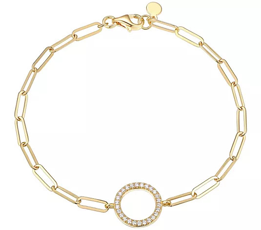 Diamonique Paperclip Link Circle Bracelet, 18Kld Clad - QVC.com | QVC