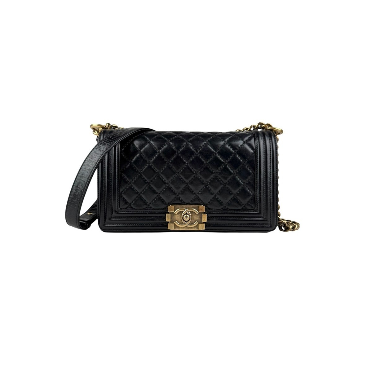 Chanel Black Quilted Leather Medium Boy Flap Bag | eBay UK