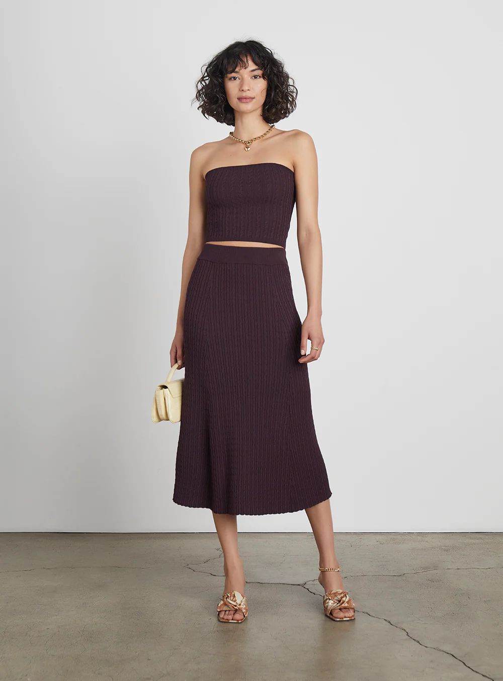 Aspen Cable Knit Midi Skirt | Who What Wear Collection