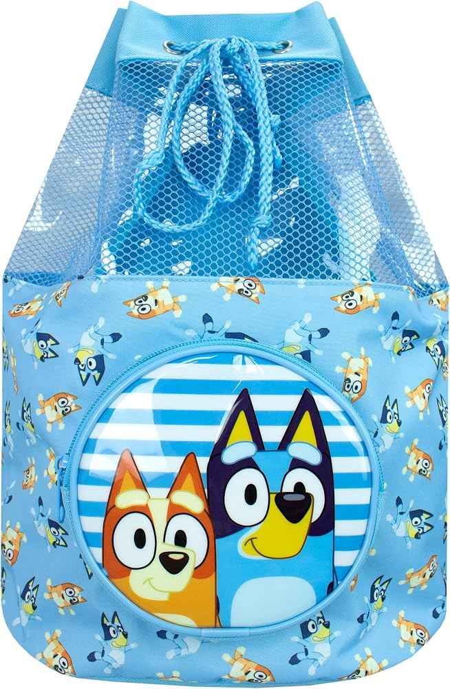 Bluey Swimming Bag Kids Beach Pool Swim Drawstring Backpack For Boys Or Girls Blue | Amazon (US)