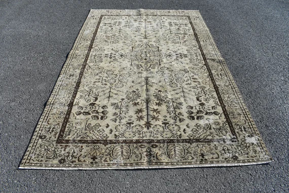 Vintage Handmade Rug Beige and Brown Large Rug Turkish Area | Etsy | Etsy (US)