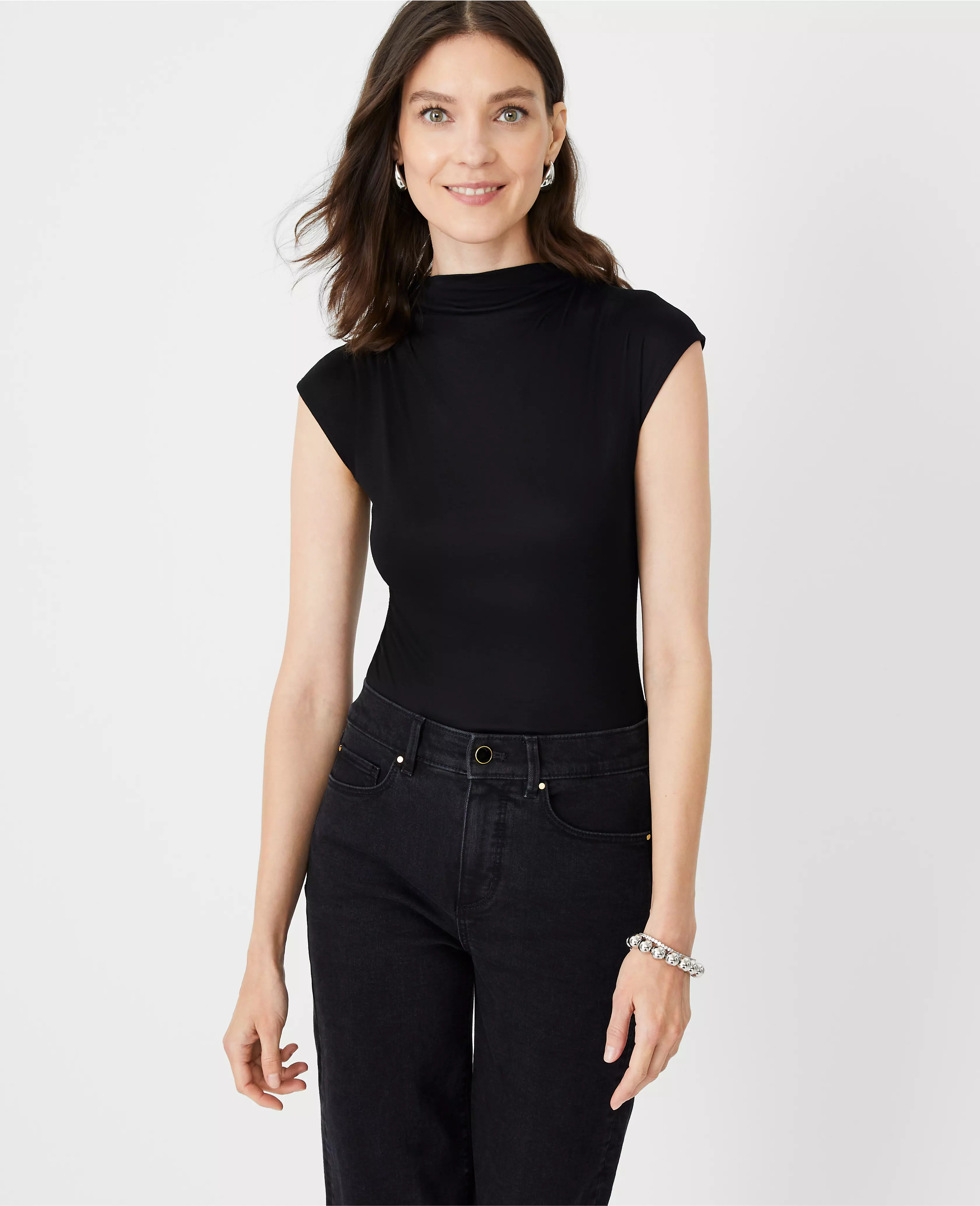 Draped Mock Neck Top | Ann Taylor (US)
