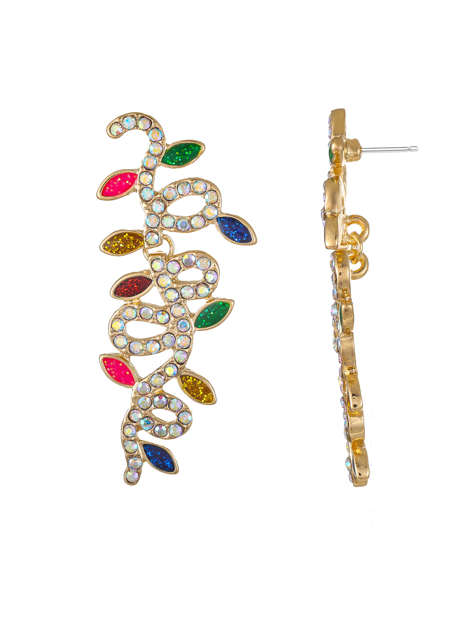 Holiday Time Multicolored Rhinestone Christmas Lights Earrings, 1 Pair - Walmart.com | Walmart (US)