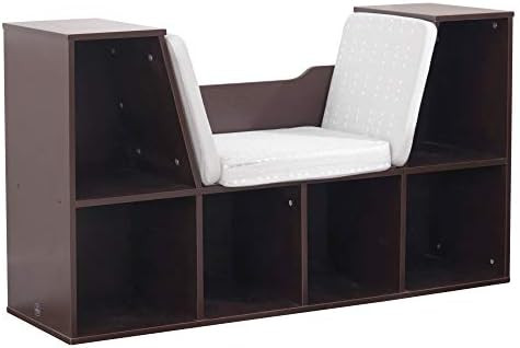 KidKraft Wooden Bookcase with Reading Nook, Six Shelves and Gray Cushion - Espresso, Gift for Age... | Amazon (US)