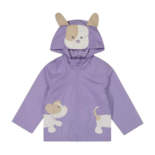 LONDON FOG Baby Girls' Rainy Day Fun Hooded Rain Jacket Rainslicker, Lilac, 12 Months | Amazon (US)
