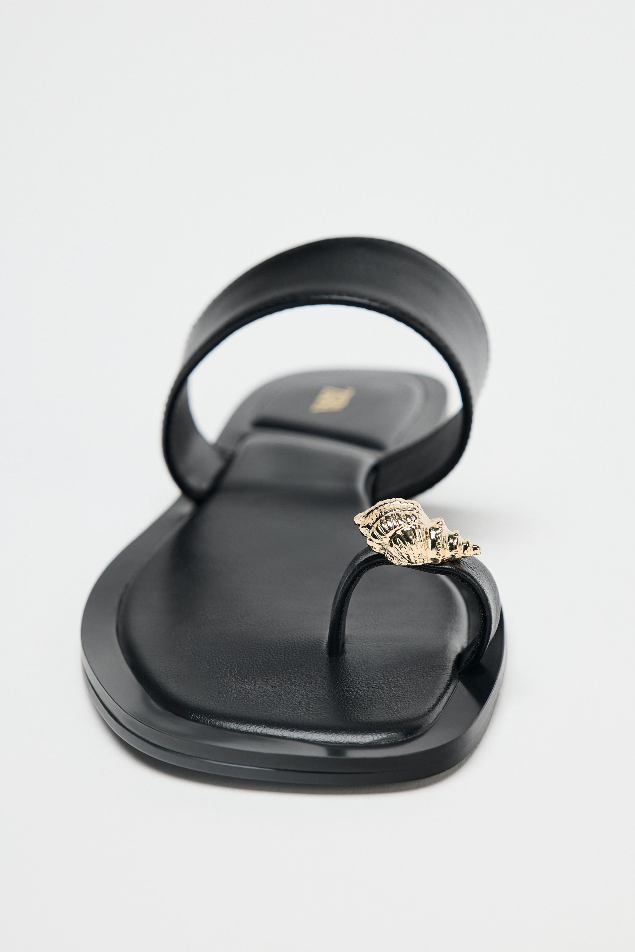 METALLIC BEADED TOE SANDALS | Zara US