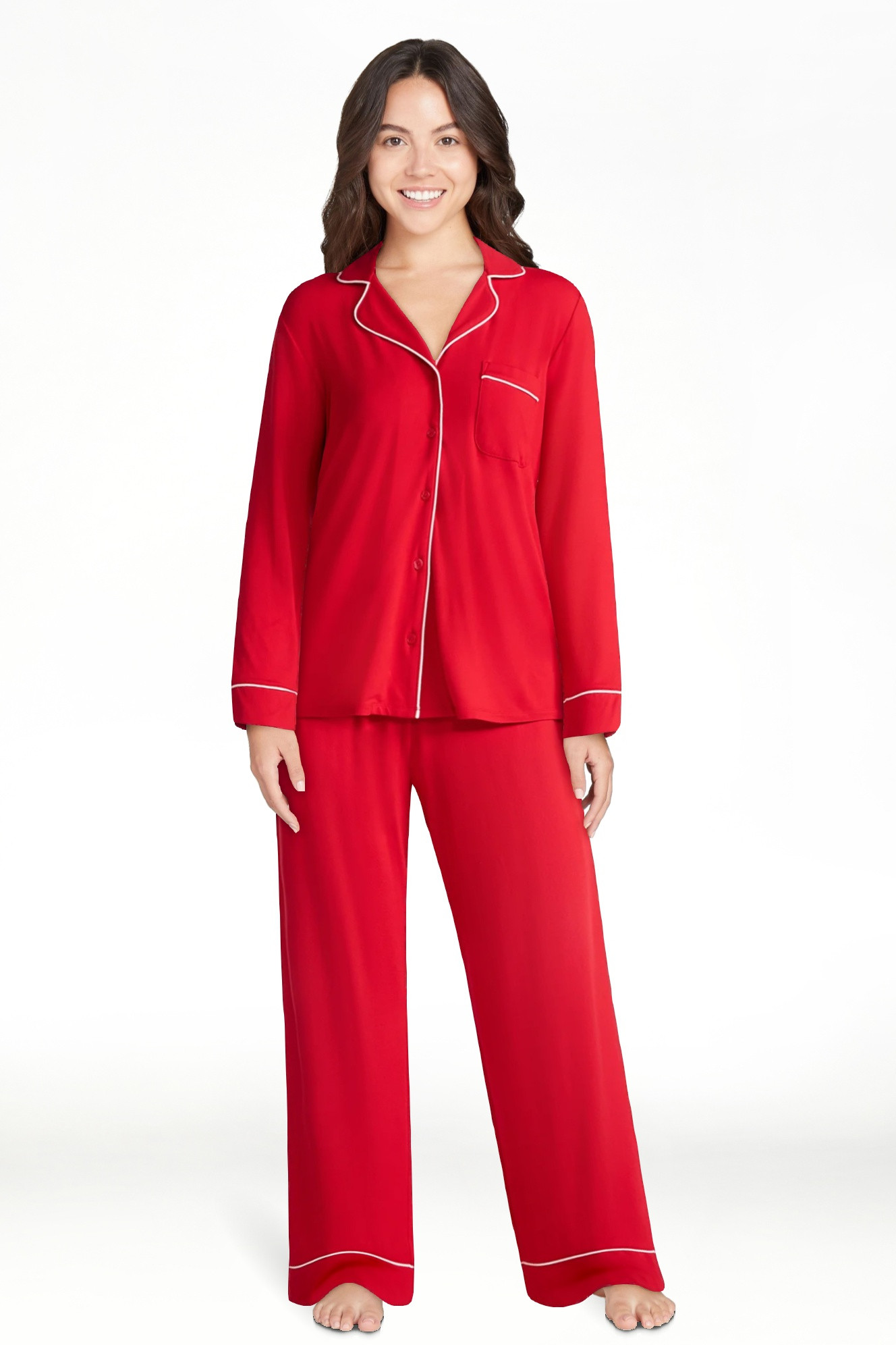 Joyspun Women’s Dreamy Soft Collection Long Sleeve Top and Pants Pajama Set, Sizes XS-4X - Walm... | Walmart (US)