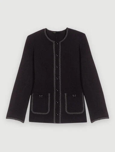 Black locknit cardigan | Maje US