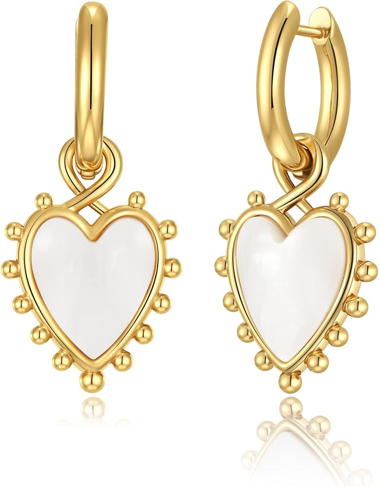 Gold Dangle Earrings for Women, 14K Gold Plated Delicate Heart Love Butterfly Drop Earrings Multiple Styles | Amazon (US)