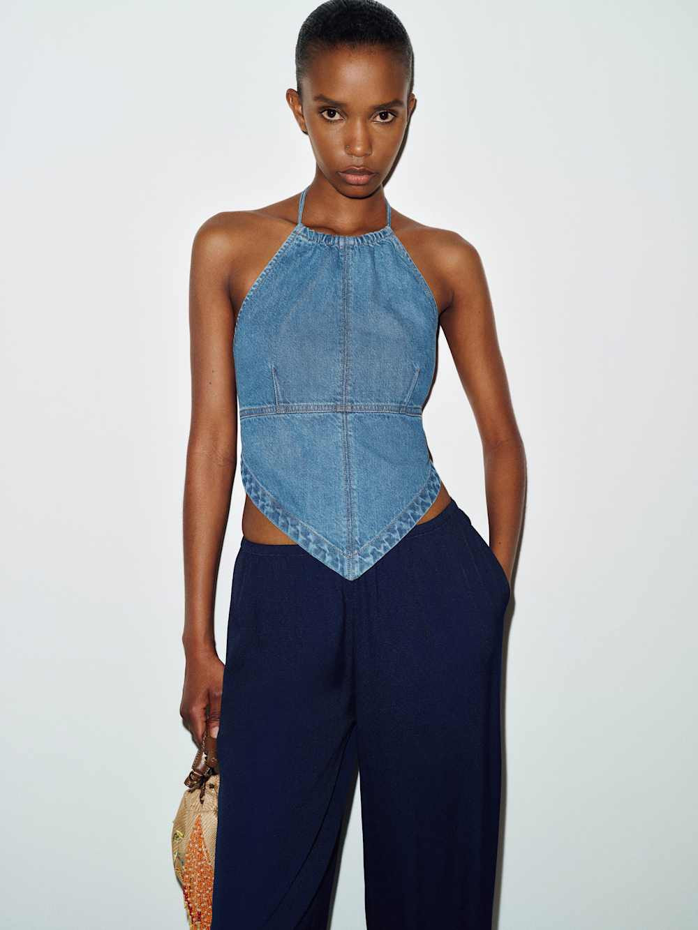 Reformation Dana Denim Halter Top Blue Large | Reformation (Global)