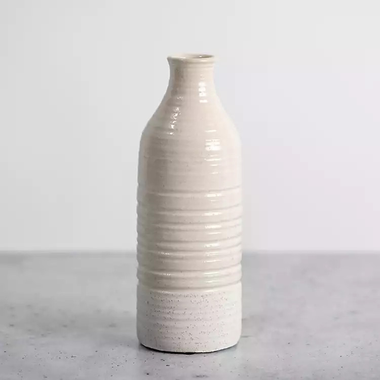 New! White Double Texture Ceramic Vase, 10 in. | Kirkland's Home