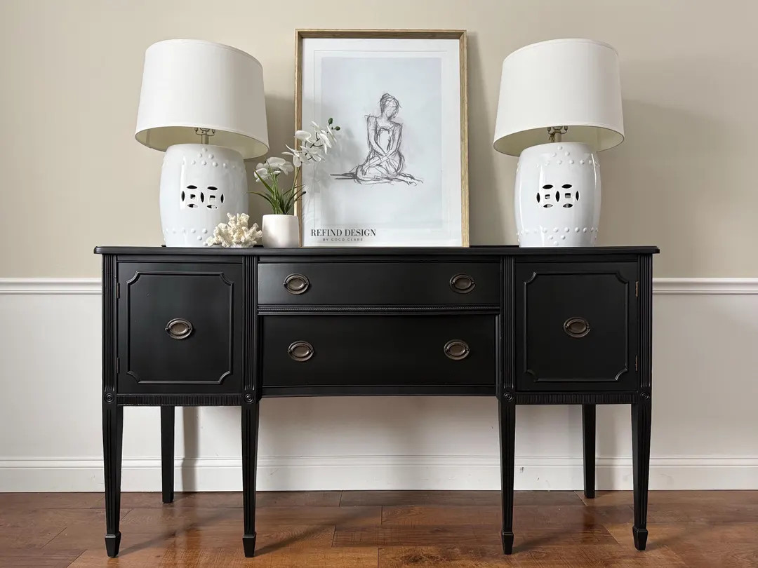 Black Lacquer Buffet with Original Hardware | Etsy (US)