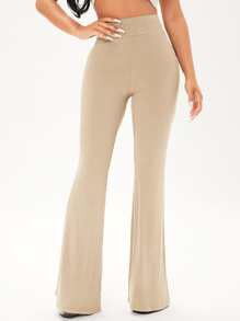 SHEIN SXY Solid Rib Knit Flare Leg Pants
   SKU: sw2108055944269969      
          (6301 Reviews... | SHEIN