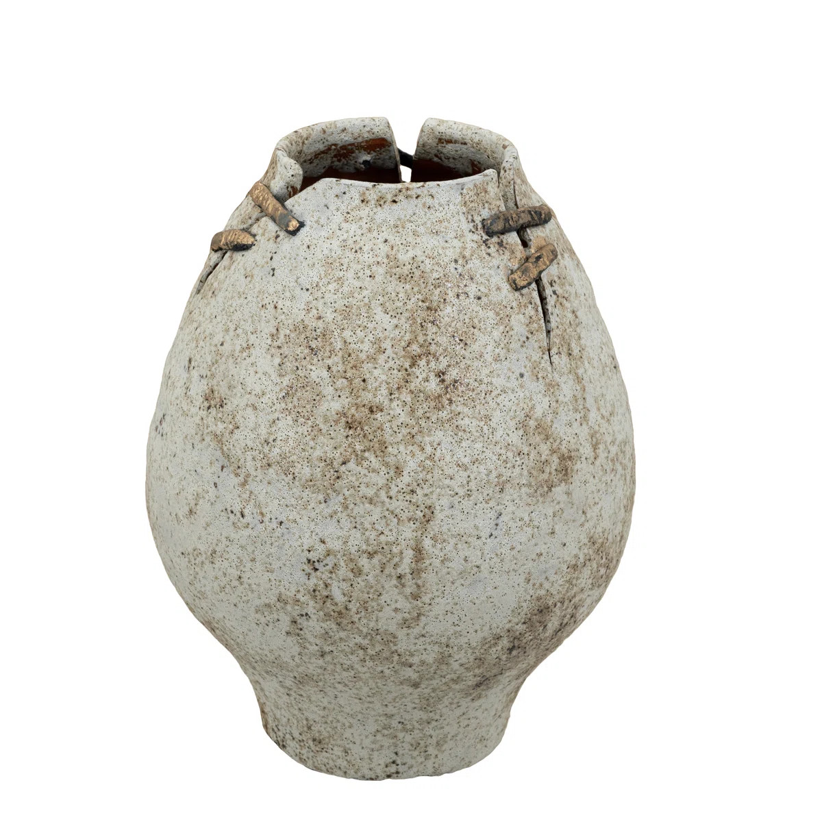 Hand-Pulled Ceramic Accent Vase With Earthy Finish And Wire Details | Wayfair North America