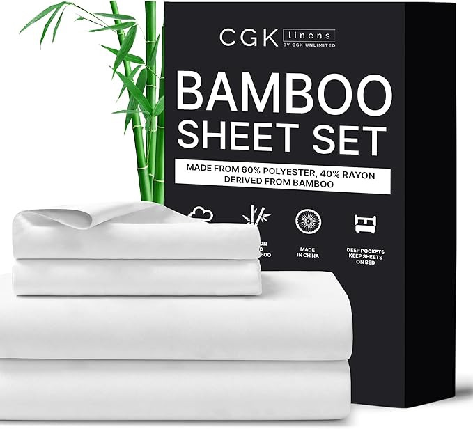 CGK Unlimited Queen Size Bed Sheets- Cooling & Breathable, 60% Polyester, 40% Rayon Derived from ... | Amazon (US)