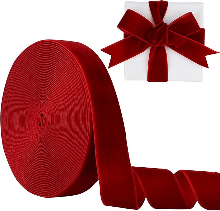 1 Inch Velvet Ribbon 10 Yards LVYOUIF Single-Sided Velvet Ribbon Trim Perfect for Christmas Trees... | Amazon (US)