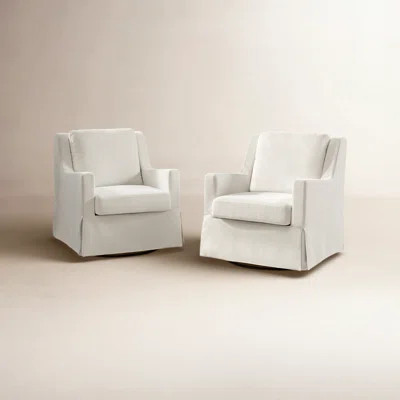 Lillie 30" W Farmhouse Slipcovered Down-blend Swivel Rocking Chair with Pillow Back | Wayfair North America