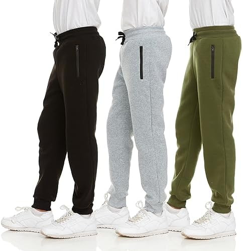 PURE CHAMP 3Pk Boys Sweatpants Fleece Athletic Workout Kids Clothes Boys Joggers with Zipper Pock... | Amazon (US)