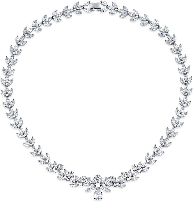 Classic Traditional Bridal Graduated Heart Shape Teardrop AAA CZ V Chevron Front Heart Latch Clas... | Amazon (US)