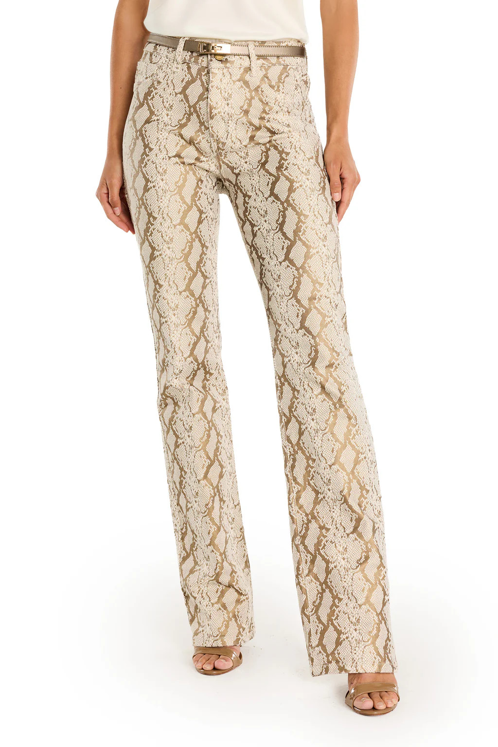 Aria Flare Jean - Gold Python | The Noli Shop