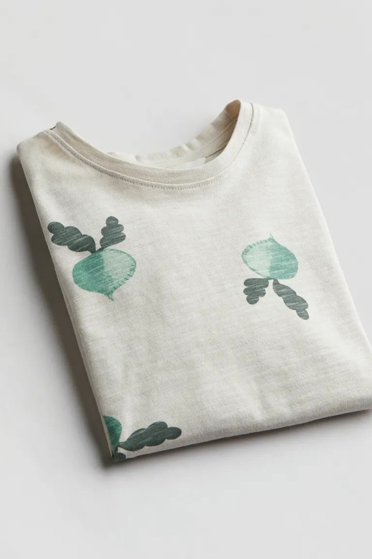 Oversized Cotton T-shirt - Cream/beets - Kids | H&M US | H&M (US + CA)