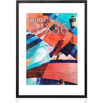 24x36 Poster Frame,Natural Soild Wood Black Picture Frames with Polished Plexiglass,Easy to Hang,... | Amazon (US)