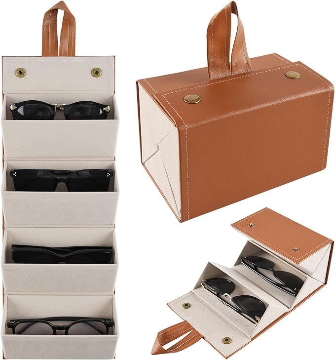ALANGDUO Sunglasses Case Organizer 4 Slot Travel Glasses Case Multiple Sunglasses Holder Organize... | Amazon (US)