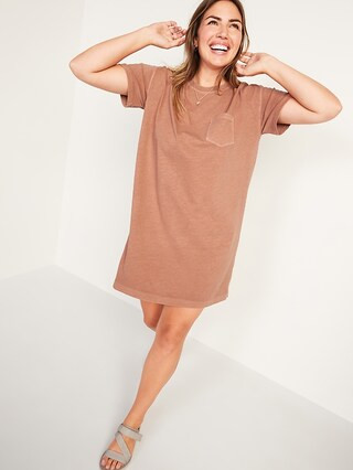 Loose Vintage Garment-Dyed T-Shirt Shift Dress for Women | Old Navy (CA)