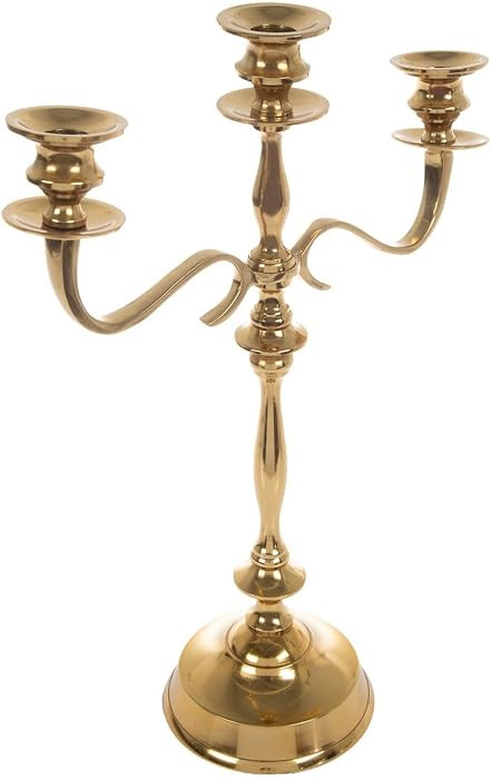 Hobby Lobby Gold Metal Candelabra, Taper Candle, 16" H x 11.75" W, Traditional Style, 3-Arm, | Amazon (US)