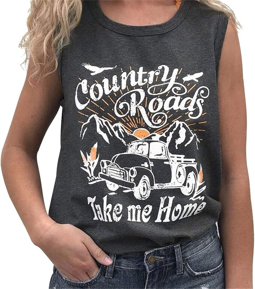 KIDDAD Tank Tops Women Cute Letter Print T Shirts Funny Graphic Workout Tees Athletic Shirts Summ... | Amazon (US)