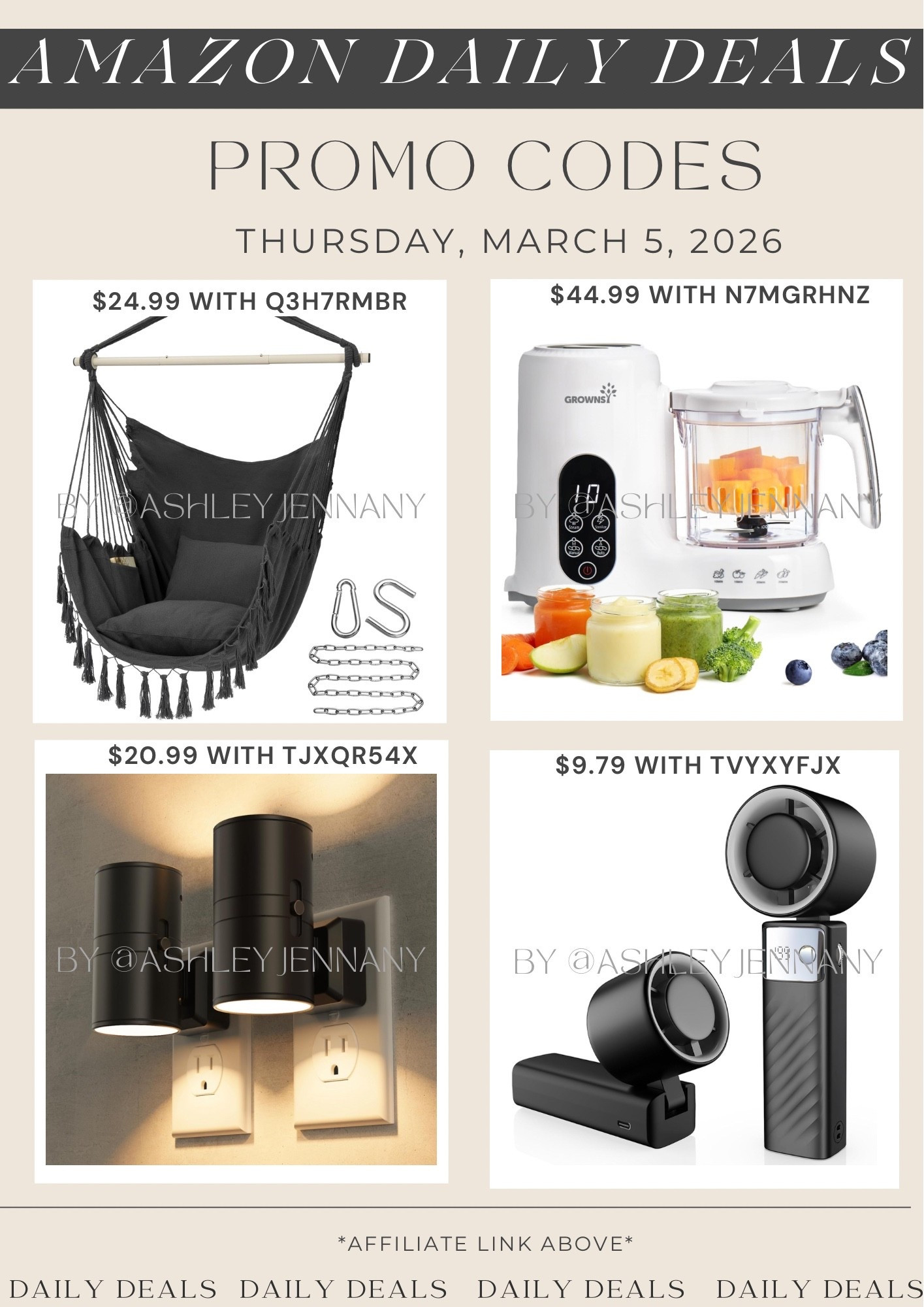 Amazon deals on hammock chair, baby food maker, nightlight and portable fan 

#LTKBaby #LTKSaleAlert #LTKHome