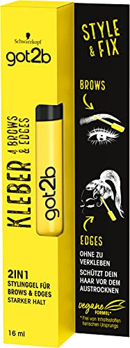 got2b glue 4 brows & edges, 2in1 brow gel & hair mascara, with practical, two-sided eyebrow brush for styling and fixing baby hair, vegan formula, 16 ml | Amazon (US)