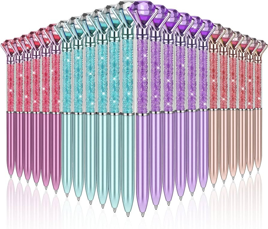 24 Pieces Big Crystal Diamond Pens Bling Ballpoint Pen Black Ink Rhinestones Pen for School Offic... | Amazon (US)