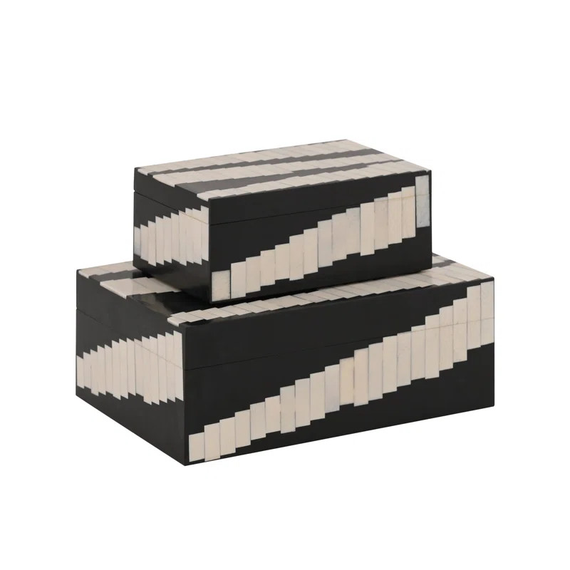 Kamari 2 Piece Geometric Inlay Decorative Nesting Boxes | Wayfair North America