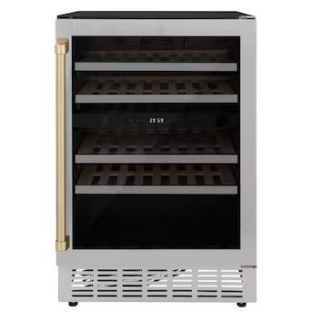 ZLINE KITCHEN & BATH 23.44-in W Stainless Steel with Champagne Bronze Handle Dual Zone Cooling Bu... | Lowe's