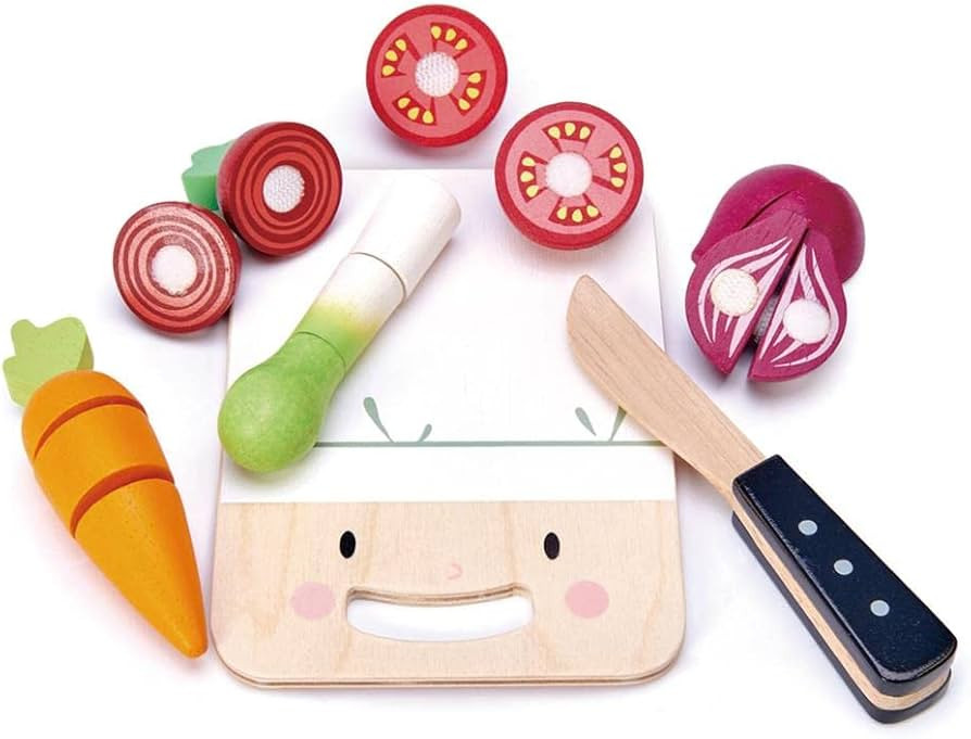 Tender Leaf Toys - Mini Chef Chopping Board - 16 Pcs Wooden Cutting Vegetable Toys with Knife - A... | Amazon (US)