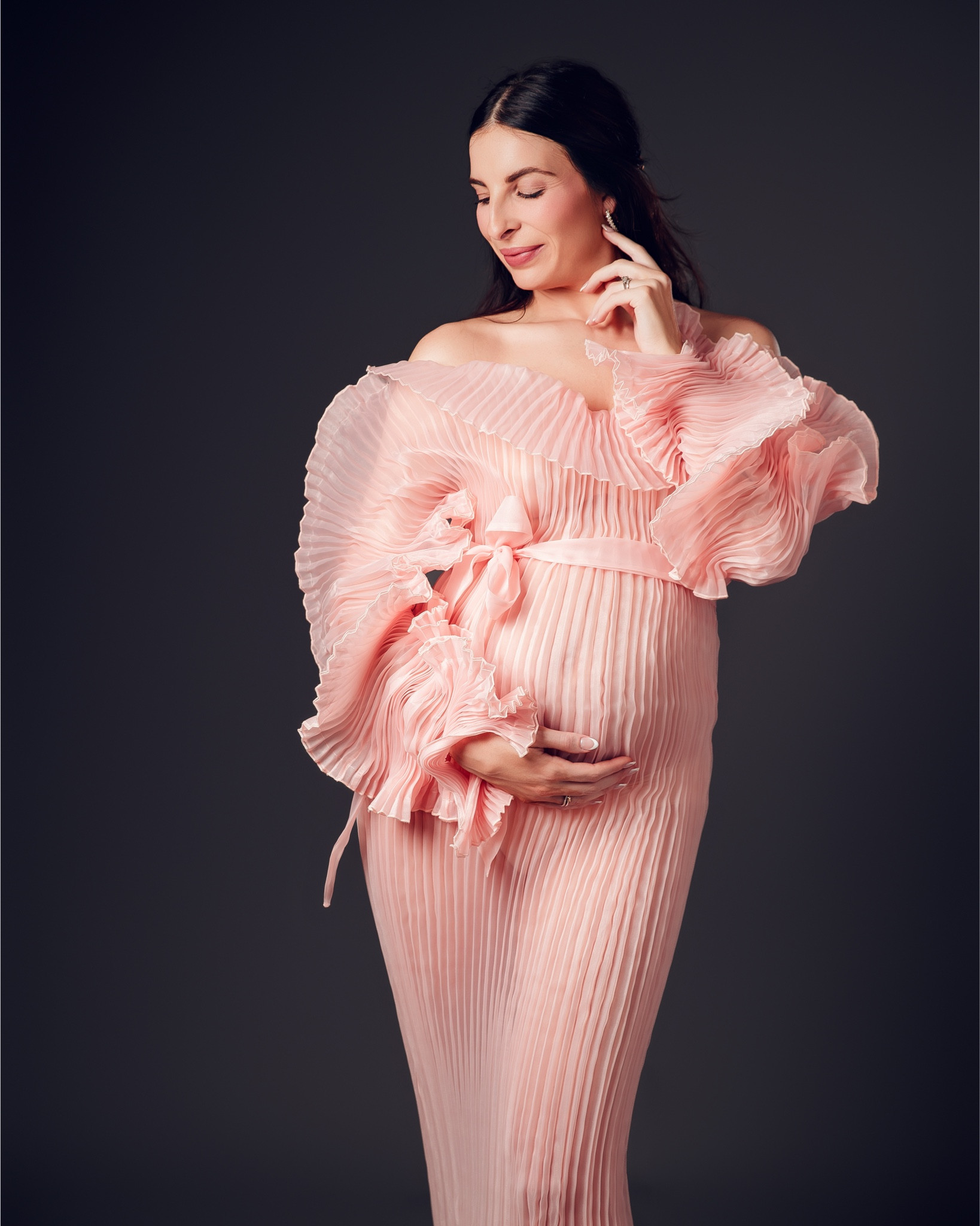 Pink pleated couture maternity shoot gown 💖

#LTKValentine #LTKBaby #LTKBump