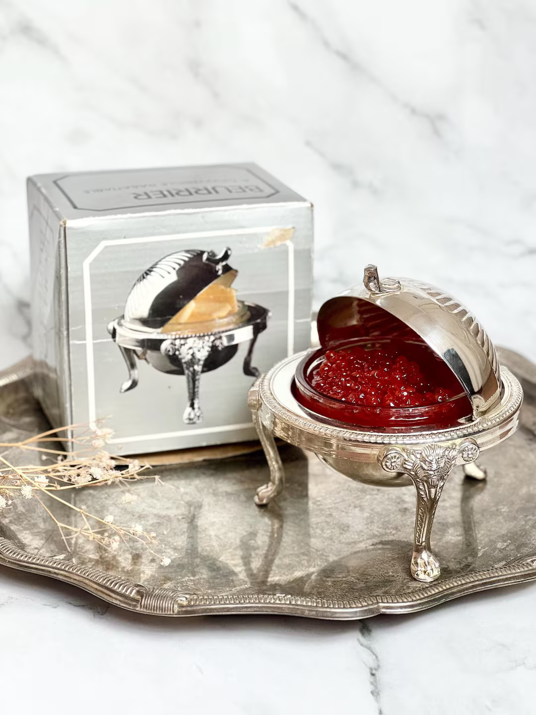 Classic Roll Top Caviar Server or Butter Dish With Glass Insert, Made in Italy Silver-Plated Cavi... | Etsy (US)