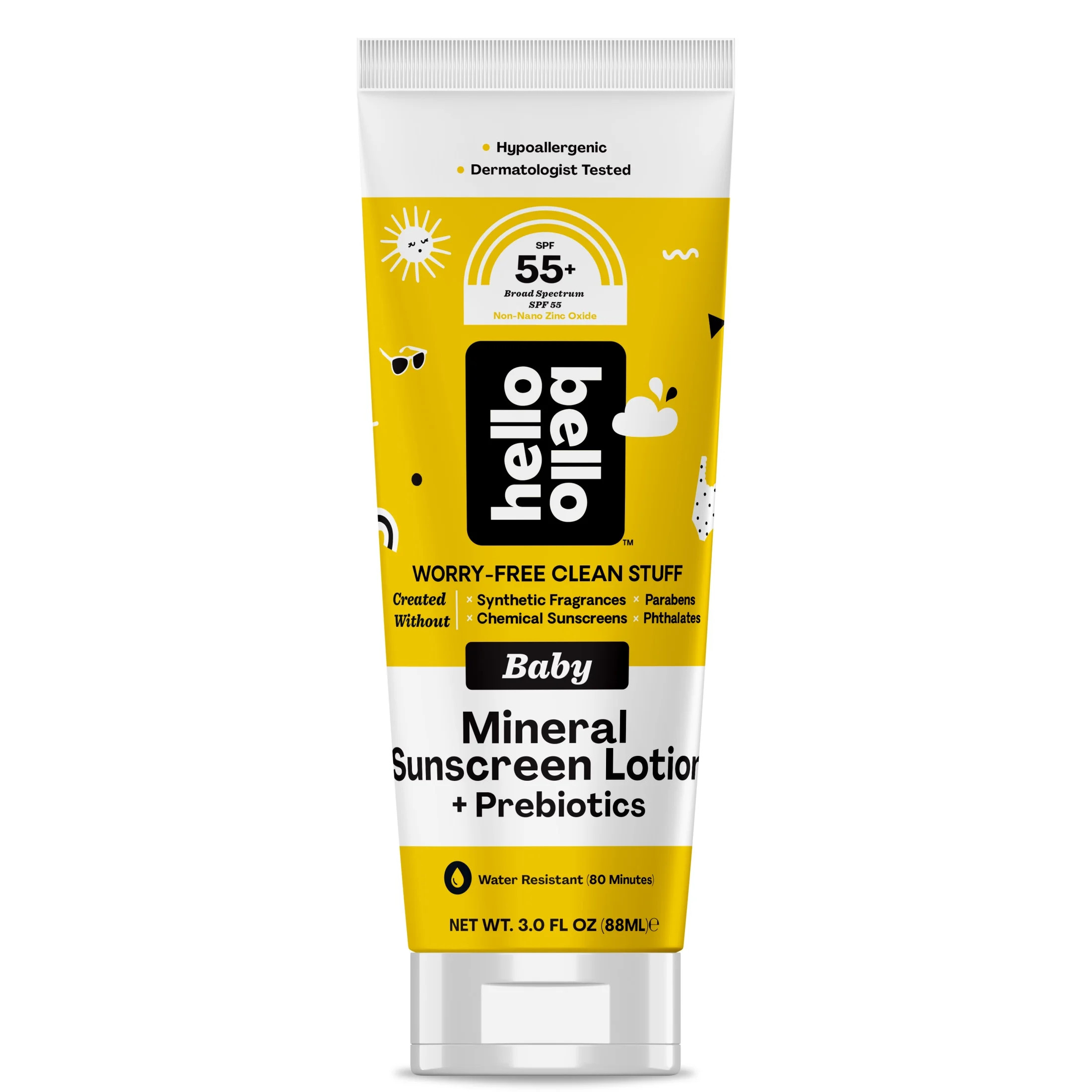 Hello Bello Baby Mineral SPF 55+ Sunscreen Lotion with Prebiotics for Infants, 3.0 fl oz | Walmart (US)