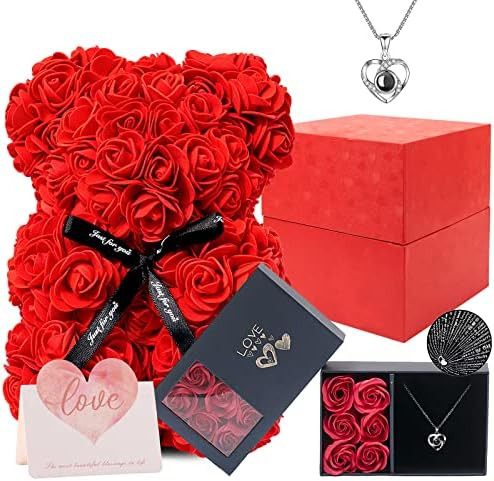 JZEEIWY Valentine's Day Gifts for Women with I Love You Necklace in 100 Languages, Eternal Roses ... | Amazon (US)
