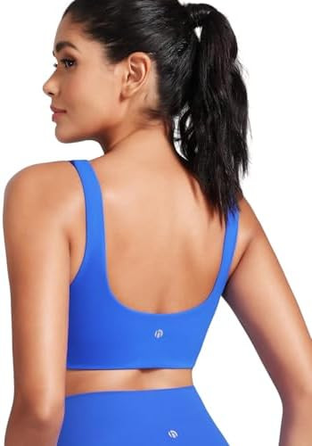 HeyNuts Womens U Back Sports Bra, Scoop Neck Low Impact Workout Yoga Tops Padded with Built in Br... | Amazon (US)