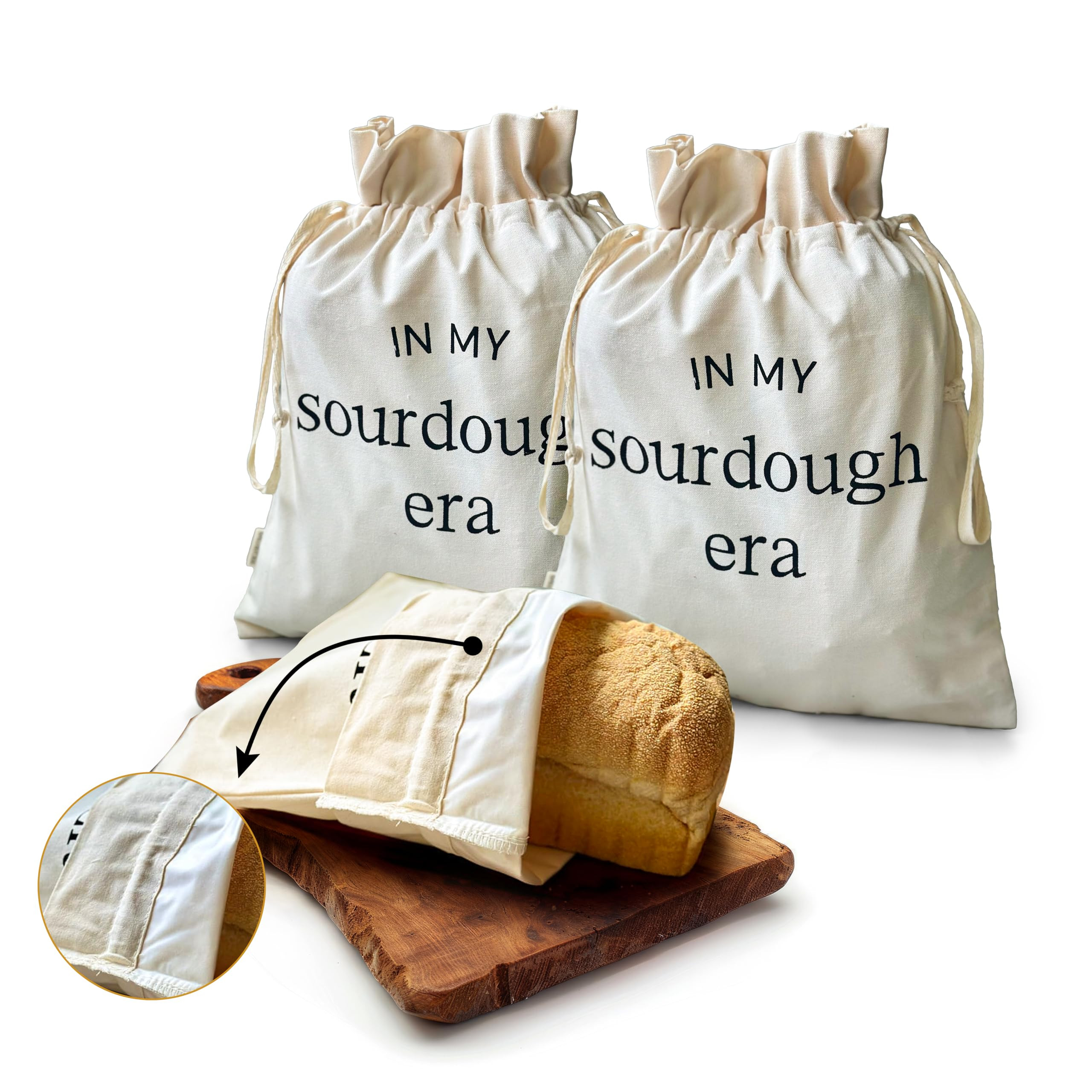 Salt & York Bread Bag (2) For Homemade Bread Plastic Lining, Freezer Bread Storage Container, Fun... | Amazon (US)